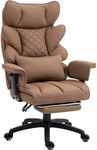 Dowinx Big and Tall Office Chair with Pocket Spring Cushion and Lumbar Support,High Back Computer Gaming Chair with Adjustable Armrests,Executive Desk Chair with Footrest,(PU Leather, Brown)