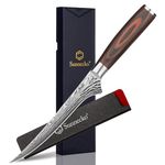 Sunnecko Boning Knife 6 Inch, Fish Filleting Knife with High Carbon Stainless Steel Blade Boning Knife for Meat with Pakkawood Handle and Black Blade Cover Fillet Knife