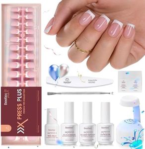Beetles X Press Kit Gel Nail Kit, Short Square French Tip Press On Nails Kit with 150Pcs French Nail Tips Nail Glue & Remover Builder Top Coat Mini Nail Lamp All-in-One DIY Nail Kit Gift for Women