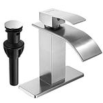 Fransiton Black Bathroom Faucet Bathroom taps 1 or 3 Hole Bathroom Sink Faucet Single Handle washroom Waterfall Faucet with Deck and Pop-up Drain