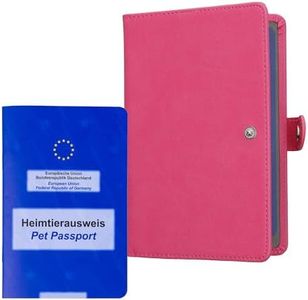 kwmobile Funda para pasaporte de animales - Estuche protector de cuero sintético con tapa y botón para pasaporte europeo de mascotas perros gatos