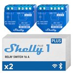 Shelly Plus 1 | WiFi & Bluetooth Smart Relay Switch | Home Automation | Compatible with Alexa & Google Home| iOS Android App | No Hub Required | Remote Control Garage Door Opener (2 pack)