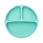 Tony Stark Baby Suction Plates for Baby Feeding with 4 Strong Suction Cups, Silicone Toddler Plates with Deep Divided for Kids to Feed Themselves, Dish Washer & Micro-Wave Oven Safe (Cyan)