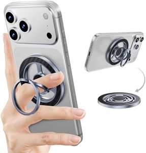 HelloDeere Magnetic Phone Grip Stand for MagSafe, Firm Magnetic Hold, Dual Ring 360° Rotatable Foldable Kickstand, Premium Aramid Fiber Phone Ring Holder for iPhone & Android, Hands-Free Desk Viewing