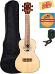 Kala KA-SSTU-C Solid Spruce Concert Travel Ukulele Bundle with Gig Bag, Tuner, Austin Bazaar Instructional DVD, and Polishing Cloth