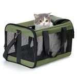 HITSLAM Pet Carrier Cat Carrier Soft Sided Pet Travel Carrier for Cats, Small dogs, Kittens or Puppies, Collapsible, Durable, Airline Approved, Travel Friendly Green (M)