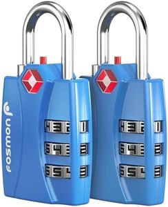 Fosmon TSA Approved Locks for Luggage. Suitcase Locks with Open Alert Indicator, 3 Digit Combination Padlock with Alloy Body for Travel, Backpack Zipper Anti Theft, Locker, Gym, Gun Case- Blue 2 Pack