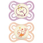 MAM Perfect Night Pacifiers (2 Pacifiers & Sterilizing Box), MAM Soother with a Silicone Nipple, Glow in the Dark Pacifiers, Baby Essentials, Girl, 0-6 Months