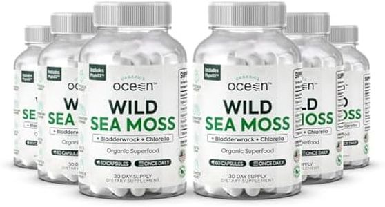 Organics Ocean Wild Sea Moss with Bladderwrack & Chlorella, 6 Bottles