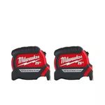 Milwaukee 25 ft. x 1-1/16 in. Compact Magnetic Tape Measure with 15 ft. Reach (2-Pack)