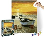 Schipper 609130885 Numbers-Fishing Boat on The Beach Adults, Includes Brush and Acrylic Paints, 40 x 50 cm