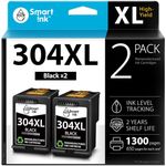 Smart Ink Remanufactured Ink Cartridge Replacement for HP 304XL 304 XL (2 Black Combo Pack) use with DeskJet 2630 2600 2632 2635 2620 3700 2622 3720 2633 2634 Envy 5020 5000 5032 5010 5030 Printer