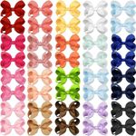 Hair Bows for Girls,40pcs Little Girls Hair Bows Clips In Pairs Mix Colors Pigtail Cheer Alligator Clips for Baby Toddlers Kids