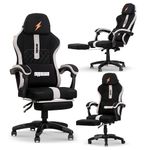 DROGO Ergonomic Gaming Chair with Breathable Fabric, Armrests, Adjustable Neck & Massager Lumbar Pillow | Computer Chair for Study | Office Chair for Work from Home with Footrest & Recline (Black)
