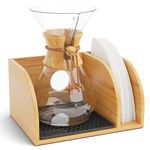 HEXNUB – Caddy for Pour Over Coffee Makers, Bamboo Stand fits Chemex, Bodum, Cosori Carafes, Heatproof Mat, Filter Holder for Coffee Brewing - Black Mat