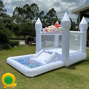 Inflatable White Bounce House Indoor and Outdoor Bounce Castle for Wedding Party Inflatable Bouncer (13 * 8.2 * 8.2ft（Oxford Cloth）)