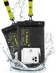 Pelican Marine 2 Pack - IP68 Waterproof Phone Pouch/Case (XL Size) - Floating Phone Case - iPhone 14 Pro Max/ 13 Pro Max/ 12 Pro Max/ 11/ S23 Ultra/Pixel 7 - Detachable Lanyard - Black/Yellow