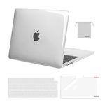 MOSISO Compatible with MacBook Air 13.6 inch Case 2024 2023 2022 M3 M2 A3113 A2681 Chip, Plastic Hard Shell&Keyboard Cover&Screen Protector&Pouch for MacBook Air 13 inch Case M2 M3, Crystal Clear