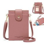 Womens Fashion Small Crossbody Bag Light Leather Cellphone Case Wallet Shoulder Purse Credit Card Holer Handbag Girls Travel Passport Pouch Messenger Satchel for iPhone 11 Pro Max 6/7/8 Plus (Pink)