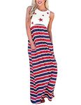 Locryz Dress for Women, Womens Casual Summer Long Sleeveless American Flag Tank Dress Star Striped,S