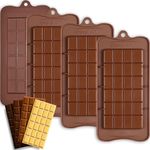 Chocolate Bar Molds Silicone Classic 4 Pack, Snap Candy Bars Making Kit Fondant Mould Set, BPA Free Soy Candle Wax Melt Durable Mold Easy Release Non-Stick for Protein and Energy DIY Handmade Gifts