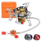 WADEO Camping Backpacking Stove, 6800W Outdoor Portable Burner Cooking Stove Foldable Windproof Compatible with lsobutane Butane 1LB Propane Tank for Picnic Hiking