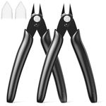 BOENFU Wire Flush Cutter 5 Inch 2 Pack Micro Diagonal Cutting Pliers for Electronics and Jewelry Making Black