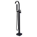 Artiqua Freestanding Bathtub Faucet Tub Filler Black Floor Mount Single Handle with Hand Shower