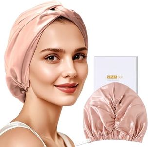 ZIMASILK 22 Momme Adjustable 100% Mulberry Silk Bonnet for Sleeping Women, Silk Hair Wrap for Hair Protection, That Reduces Falling off (1Pc, Rose Gold)