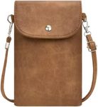 Toptime Phone Bags for Women Crossbody, Suede Leather Cross Body Bag Women with Adjustable Strap, Vintage Brown Phone Bag with Magnetic Clamshell, Small Shoulder Bag for Shopping, Dating, Traveling