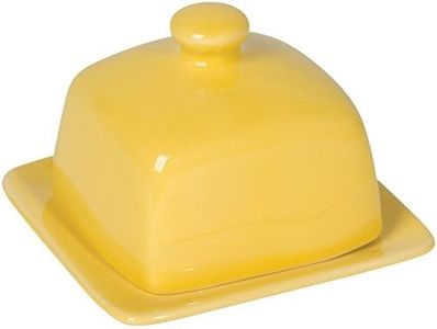 Now Designs Stoneware Square Butter Dish with Lid, Lemon Yellow 4.5 x 4.5 in