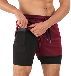 Superora Short de Course Hommes Short de Compression Gym Fitness Workout 2 en 1 Short avec Poche téléphone et Poches zippées