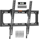 ELIVED Tilt TV Wall Bracket for Most 26-60inch Flat or Curved LCD, LED, OLED TVs, Ultra Slim Wall Mount with VESA 75x75mm-400x400mm up to 45KG, Low Profile TV Bracket with Spring Locking System EV3036