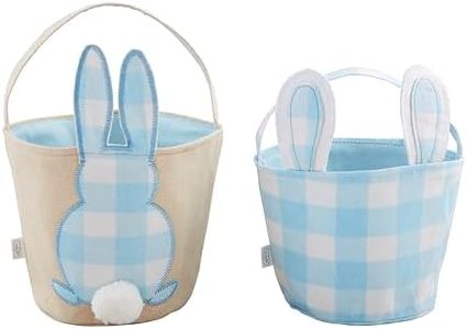 Mud Pie Check Bunny Basket, Boy, 7 1/2" x 8 1/2"