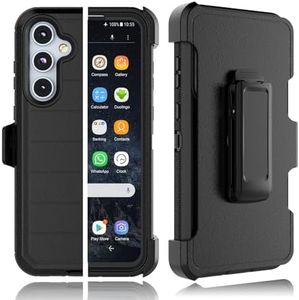 Tekcoo Case for Galaxy A35 5G | SM-A356 with [Built-in Screen Protector] Holster Locking Belt Clip [Military Grade 12FT Drop Tested] Full Body Carrying Cover for Samsung Galaxy A35 5G [Black]