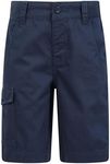 Mountain Warehouse Printed Kids Cargo Shorts - 100% Cotton Lightweight Summer Shorts, Breathable Running Shorts, Cosy Natural Fibres, Easy Care - for Hiking, Camping Navy 13 Years