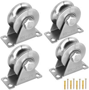 U-Type pulley 4pcs steel pulley blocks, quality Single Pulley Wheels with Mute Bearings Groove Sliding Roller, Use for gym Fitness, Material Handling and Moving Mount Pulley Block
