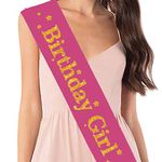 Party Propz Happy Birthday Girl Satin Sash - Glitter letters For Women, Girls | Birthday Sash for Girls| Birthday Girl Sash | Mermaid Glitter Letters for Women, Girls| Happy Birthday Sash for Girl