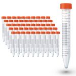 15ml Centrifuge Tubes with Lid, Sterile Lab Tubes,Conical Centrifuge Tubes, Non-pyrogenic, DNase/RNase Free, Enzyme-Free, Graduated Marks, Leakage-proof Screw Cap, 50PCS