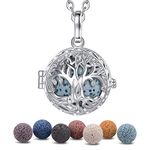 CELESTIA Essential Oil Necklace Diffuser Tree of Life Pendant Aromatherapy Diffuser Locket with 7 Lava Stones, Wellbeing Gifts for Mum, Stress Relief