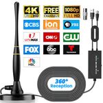 TV Antenna Indoor, Antenna for Smart TV 1080P 4K 8K HDTV Free for 380 Miles Long Range All Local TV Channels, Support VHF/UHF Outdoor Signal Reception with 16.5FT Coax Cable Easy Setup Vassink