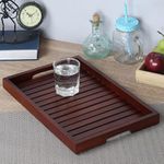 Handmade Decorative Nested Wooden Serving Trays for Home Kitchen & Dinnig Table Breakfast Coffee Butter Serving Table Decor, Gifts, Standard Brown (14x10x1.5 inch)