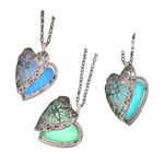 Glow in the Dark Heart Necklace Pendant Locket Chain Aromatherapy Locket for Teen Girls Mother Little Girls Jewelry (Mixed Color)