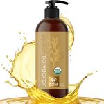 Organic Jojoba Oil Cold Pressed Unrefined - 100% Pure Organic Certified Oil for Skin Hair & Nails - Organic Skin Care & Natural Beauty DIY Carrier Oil - Dermatologist Tested & Non GMO (16 Fl Oz)