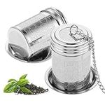 Amaxiu Tea Infuser for Loose Tea, 2PCS 304 Stainless Steel Tea Strainers for Loose Tea Extra Fine Mesh Tea Steeper for Brew Tea with Extended Chain Hook Tea Diffuser with Tea Basket and Lid