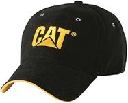 Caterpillar Men's Trademark Microsuede Hats with Embroidered Front, Curved Bill with Contrast, and Strap Back Closure, Black, One Size