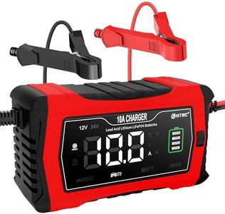 HTRC 10A Car Battery Charger 12V/24V, Battery Maintainer, Trickle Charger and Battery Desulfator with LCD Screen for Boat, SUV, Motorcycle/Lithium, LiFePO4 and Lead-Acid(AGM, GEL, MF, EFB, SLA, WET)