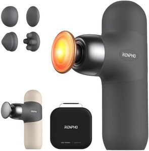 RENPHO Mini Thermal Massage Gun with Heat, Portable Deep Tissue Percussion Massager, Color Silicone Sleeves Travel Size with Carry Case, Grey