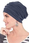 100% Cotton Slouchy Snood | Slouchy Beanie Hat | Cancer Hats for Chemo Dark Denim