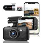 Dash Cam Front Rear, 4K Front + 4K Rear Full HD Dash Camera for Cars Built-in Wi-Fi Bluetooth GPS with 64GB SD Card, 3.0” IPS Screen with App Control, G-Sensor, HDR, Night Vision, 24H Parking Mode